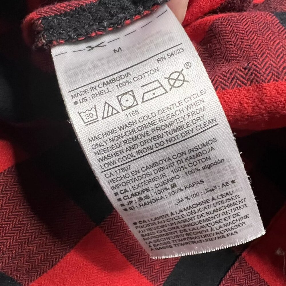 Old Navy Flannel Shirt Womens Medium Red Buffalo Plaid Long Sleeve Button Up - Picture 9 of 9